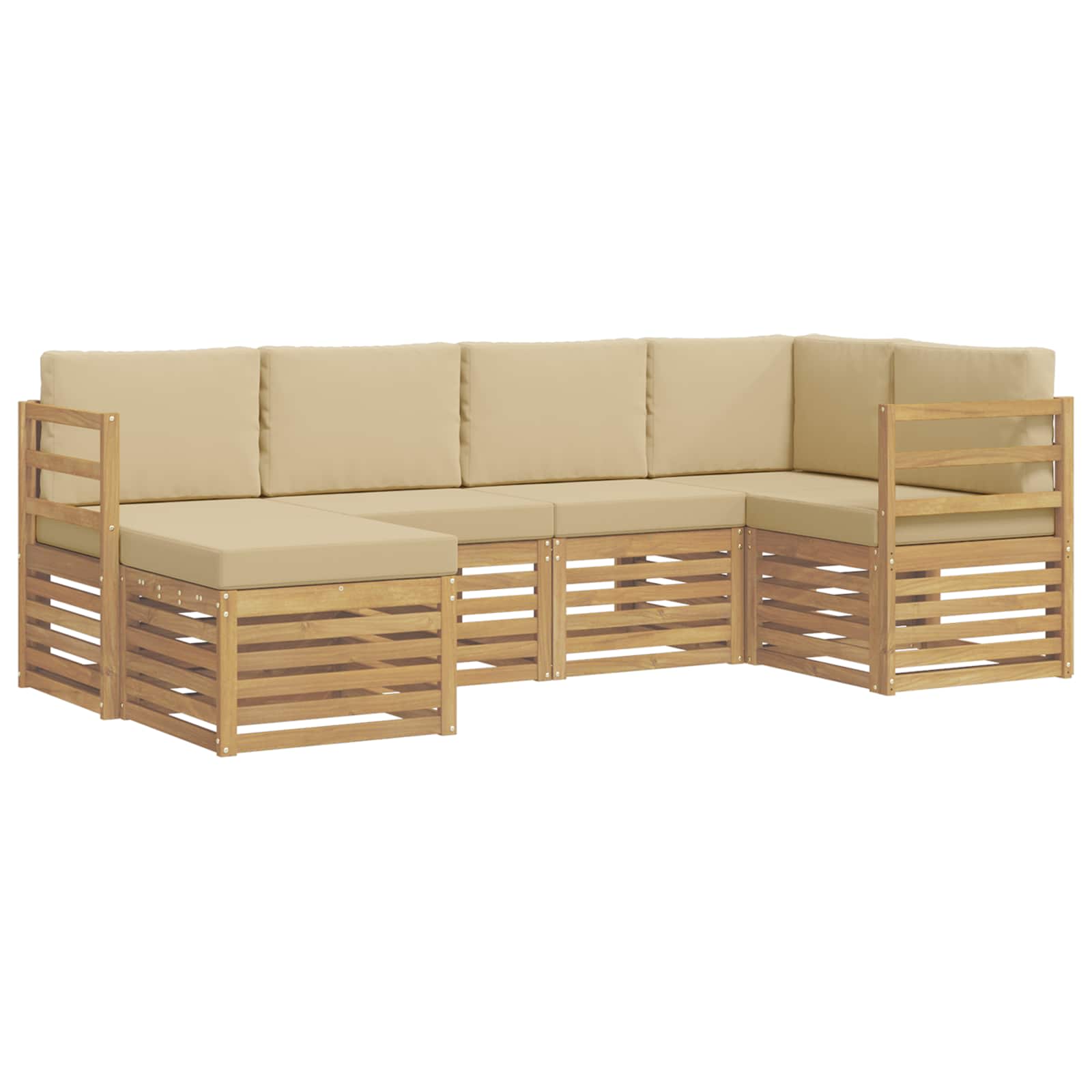 Set vanjskih sofa 6 pcs Bijela i bež Poliester