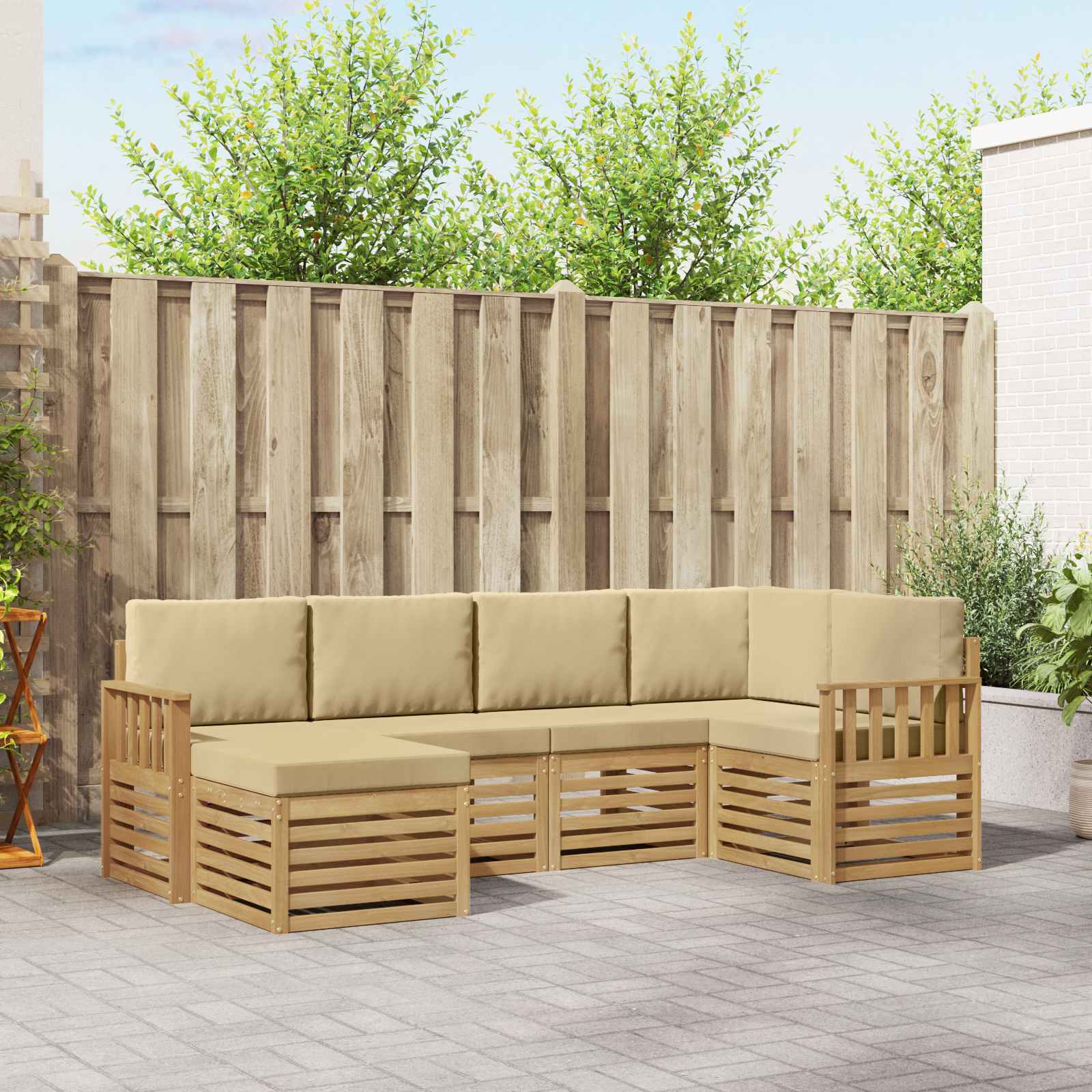 Set vanjskih sofa 6 pcs Bijela i bež 247 x 128,5 x 73 cm