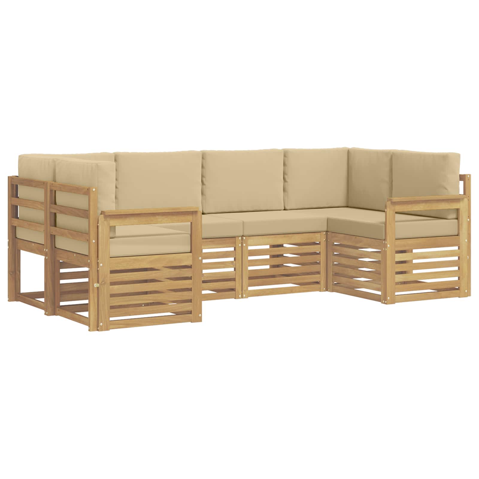 Set vanjskih sofa 5 pcs Bijela i Bež 245 x 128,5 x 73 cm