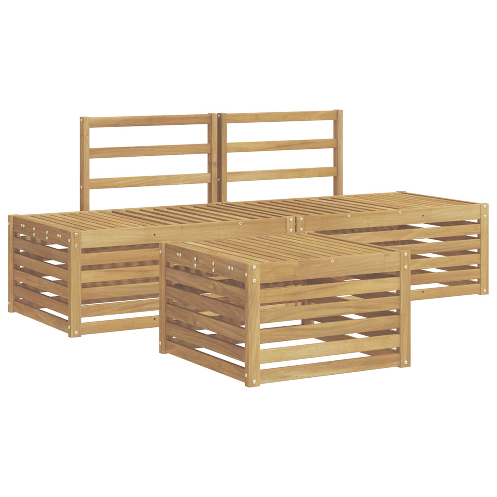 Set vanjskih sofa 4 Komad Bijela Čvrsto drvo akacije