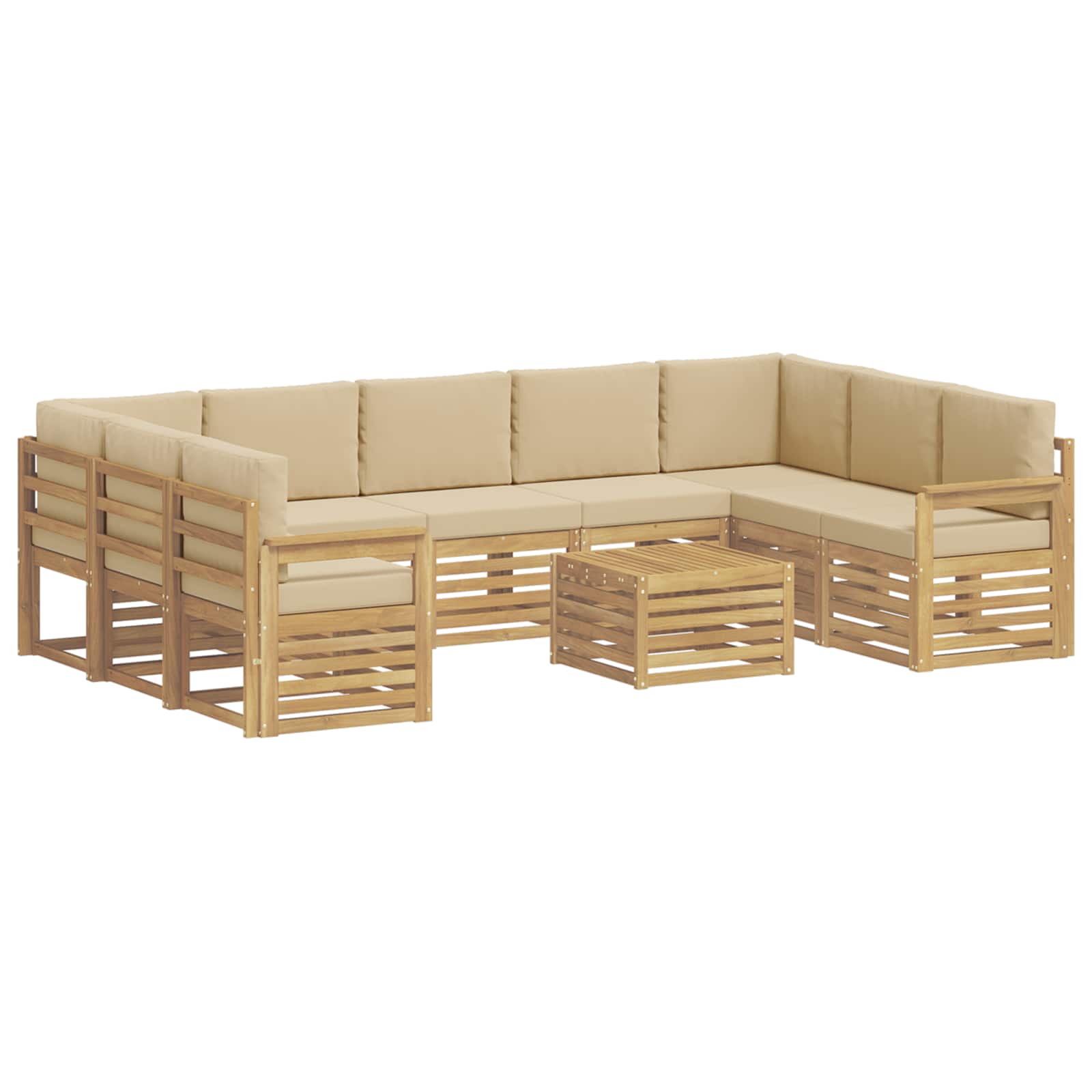 Set vanjskih sofa 8 pcs Bijela i Bež 59 x 59 x 37 cm Poliester