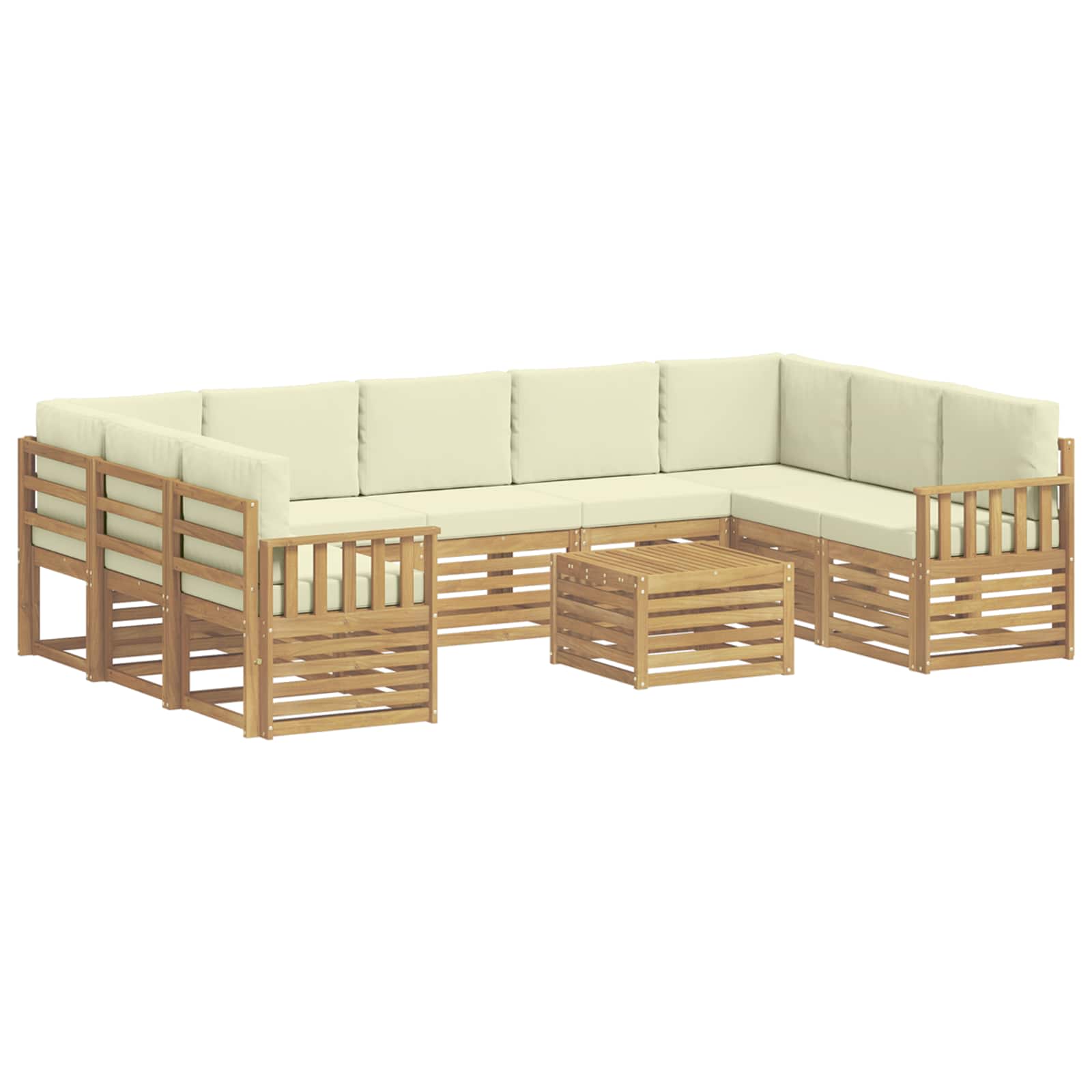 Set vanjskih sofa 8 pcs Bijela i Krem 59 x 59 x 37 cm Poliester