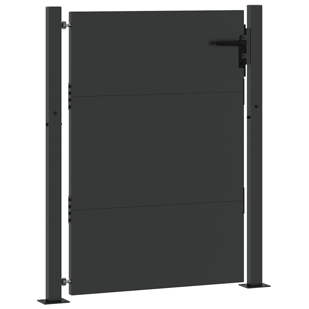 Vrtna vrata Crna 105 x 130 cm Čelik s prahom premazan