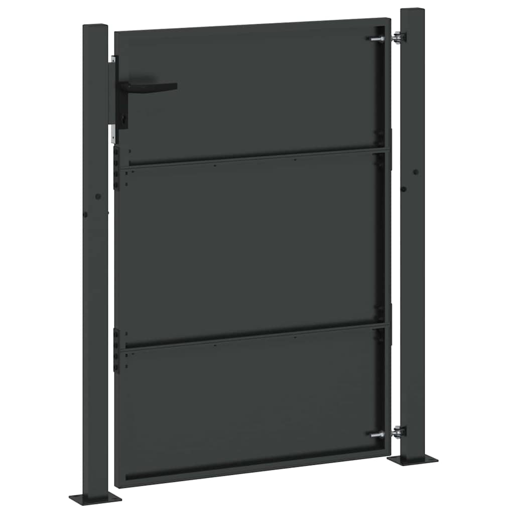 Vrtna vrata Crna 105 x 130 cm Čelik s prahom premazan