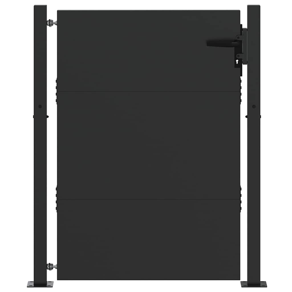 Vrtna vrata Crna 105 x 130 cm Čelik s prahom premazan