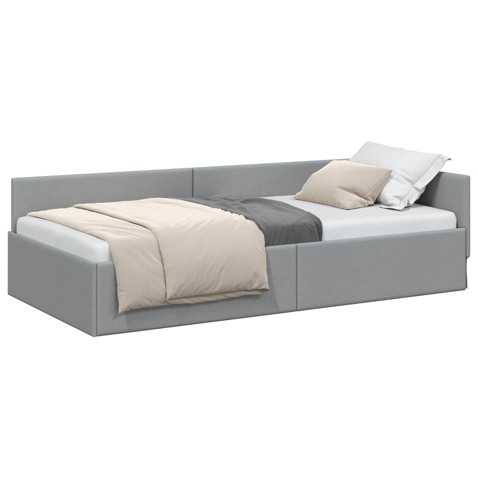 Kutni okvir kreveta Svijetlo siva 90 cm x 190 cm tkanina