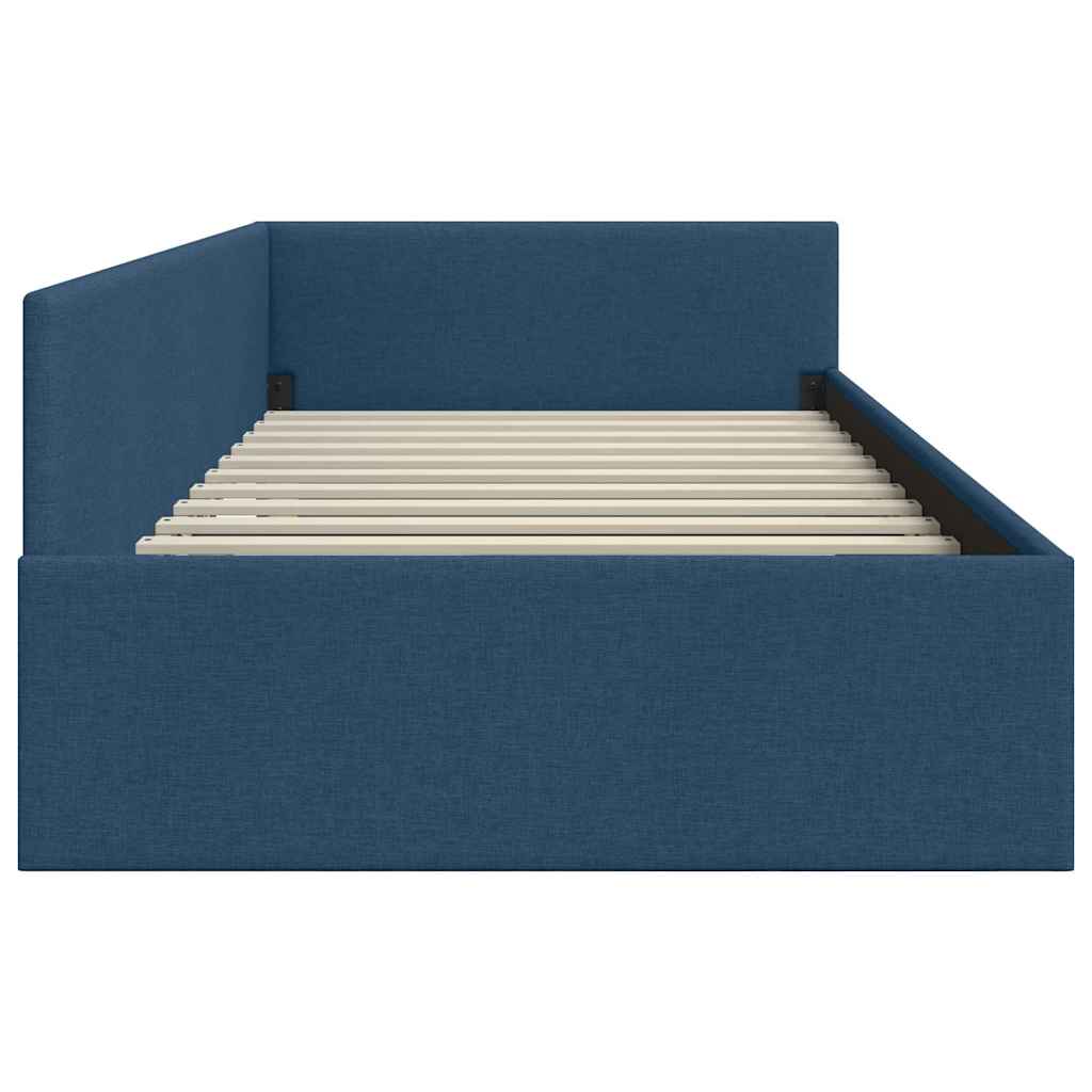 Kutni okvir kreveta s uzglavljem Plava 90 cm x 190 cm tkanina