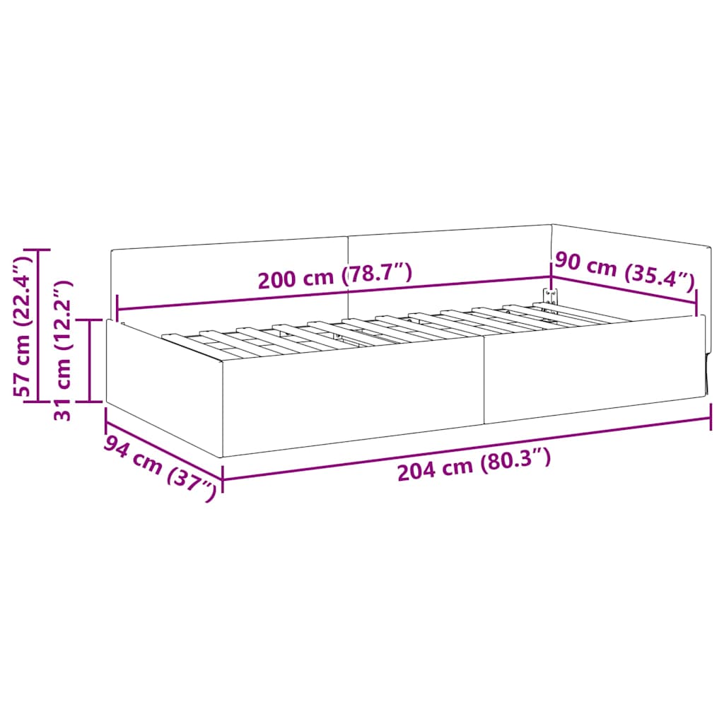 Kutni okvir kreveta Ružičasta 90 cm x 200 cm Baršun