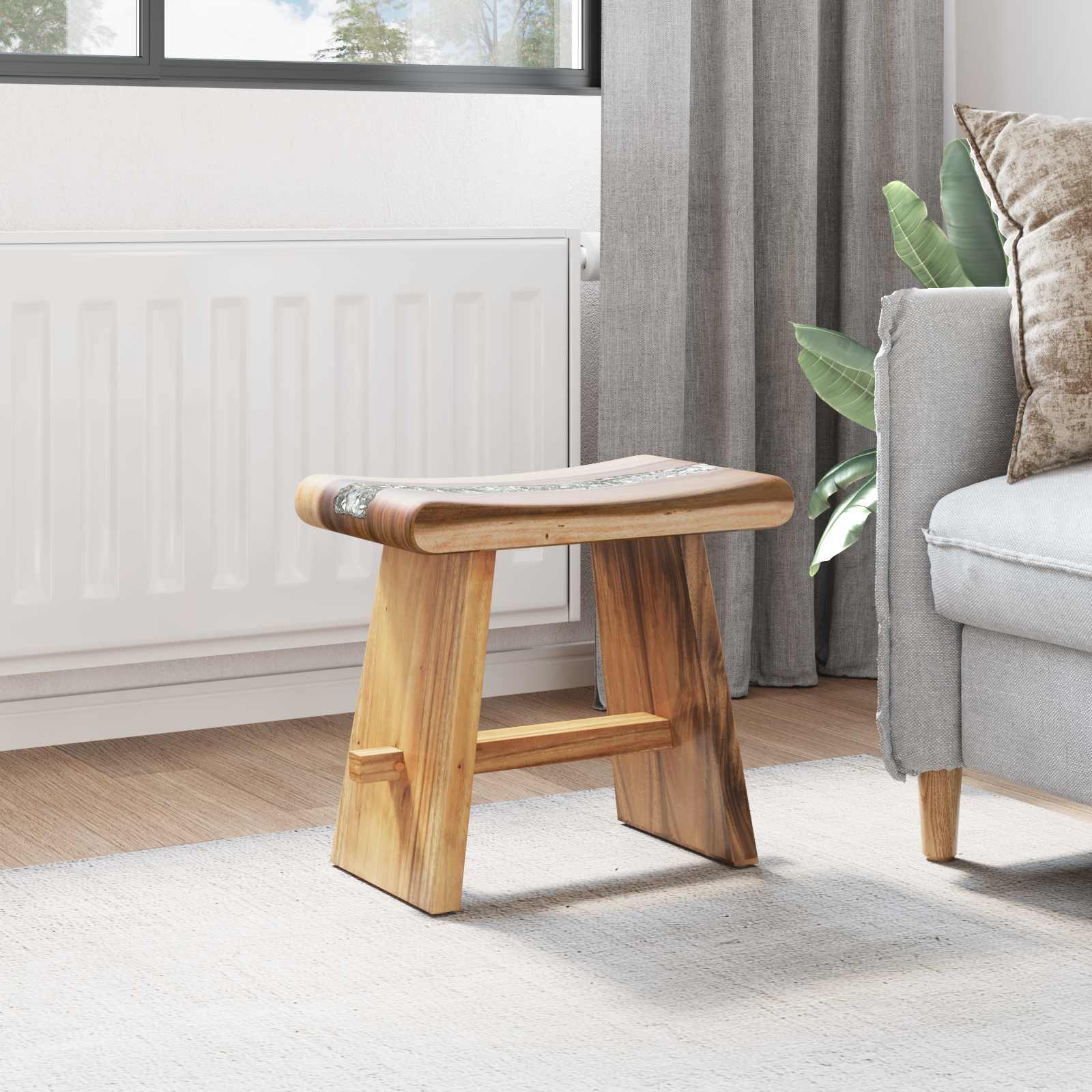 Stolica za tuširanje Prirodna 50 x 30 x 44 cm Čvrsto drvo suar