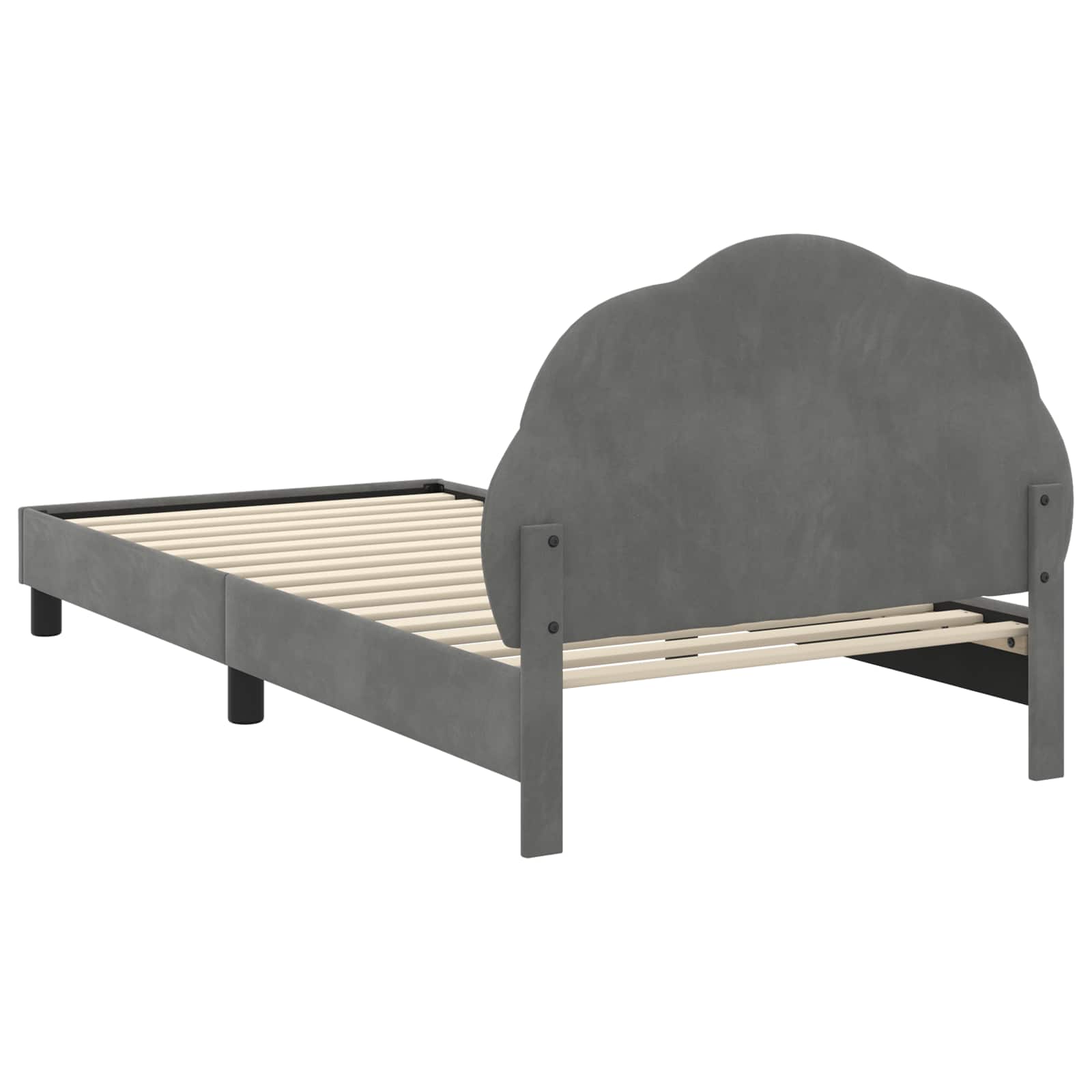 Krevet za djecu s uzglavljem Tamnosiva 90 x 190 cm Baršun