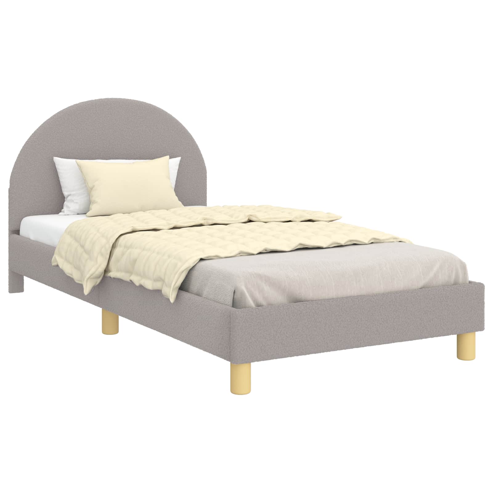 Krevet za djecu s uzglavljem Svjetlosiva 80 x 200 cm Bouclé
