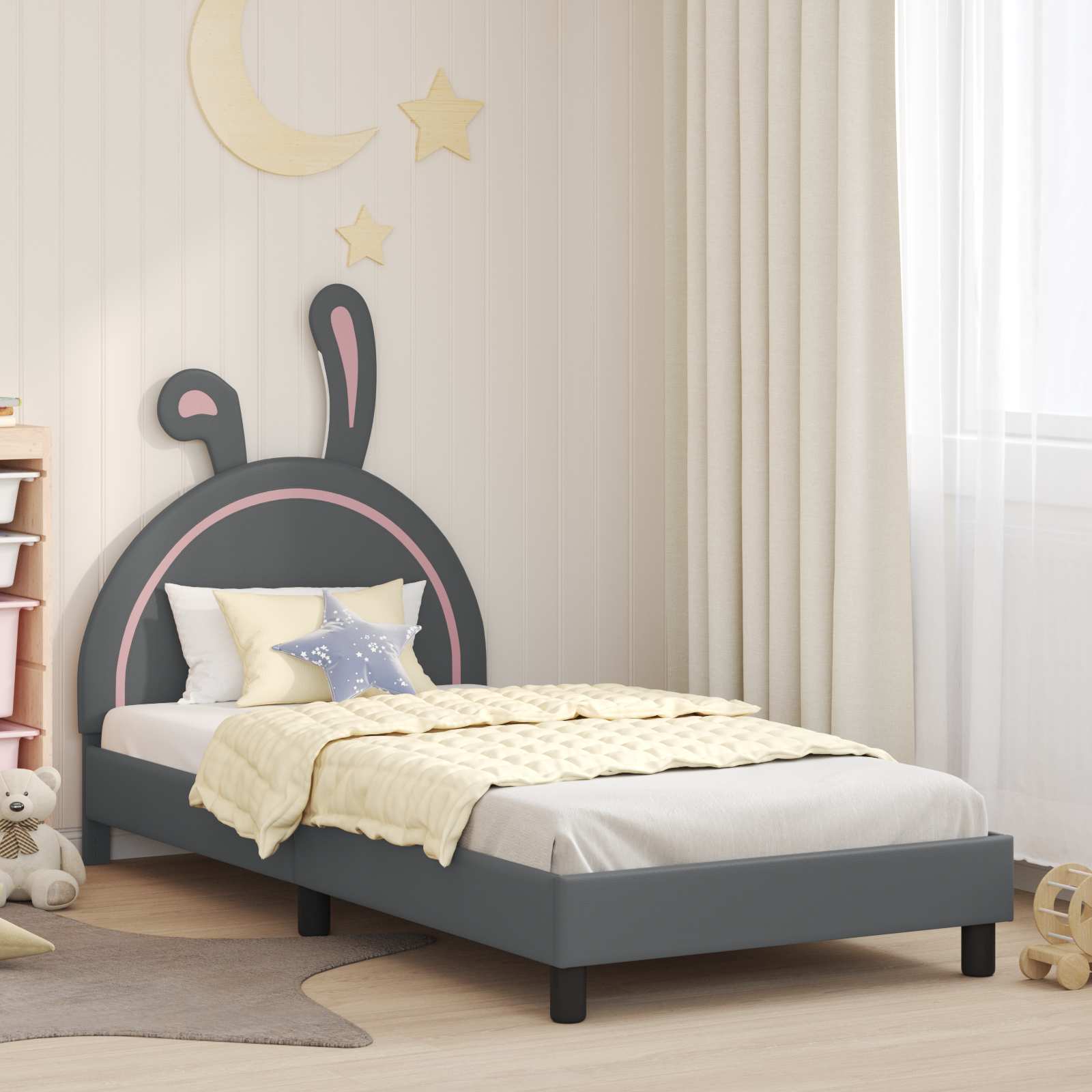 Krevet za djecu s uzglavljem Svjetlosiva 80 x 200 cm PU