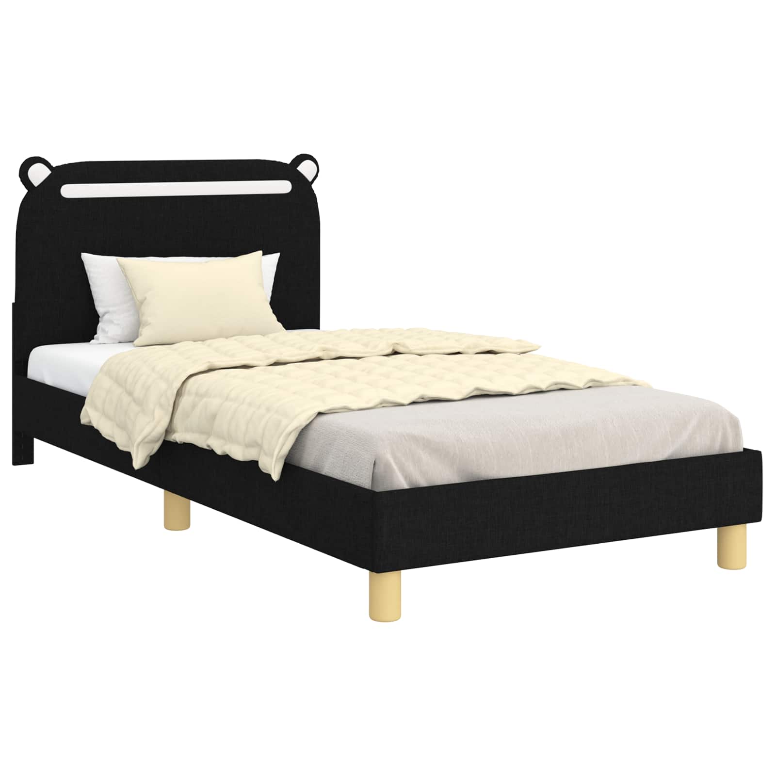 Krevet za djecu s uzglavljem Crna 80 x 200 cm Tkanina