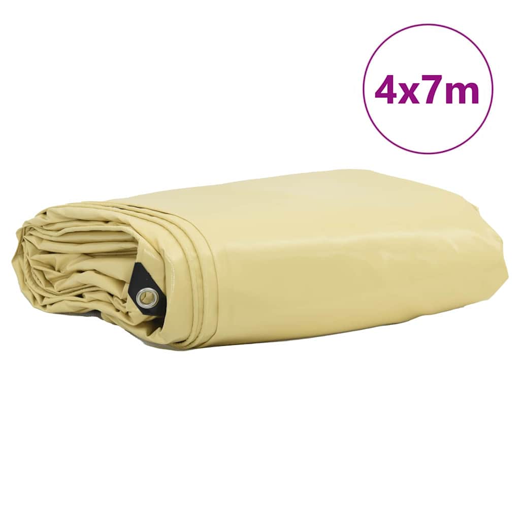Cerada 650g / m² Bež 4 x 7 m Platno s PVC premazom