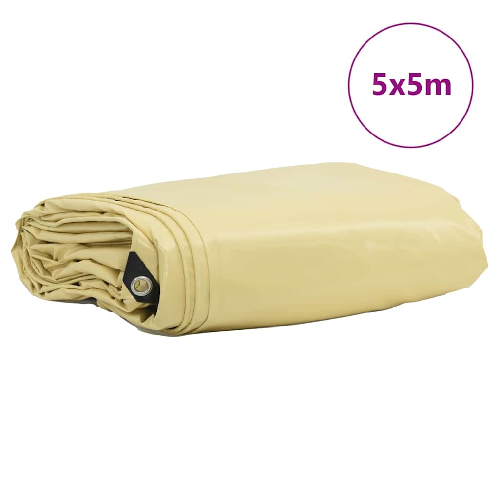 Cerada 650g / m² Bež 5 x 5 m Platno s PVC premazom