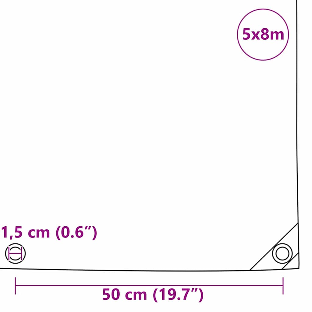 Cerada 650g / m² Maslinasto zelena 5 x 8 m Platno s PVC premazom