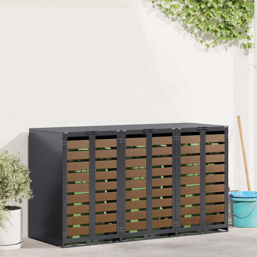 Skladištenje kanti za 3 kante Čelik Antracit