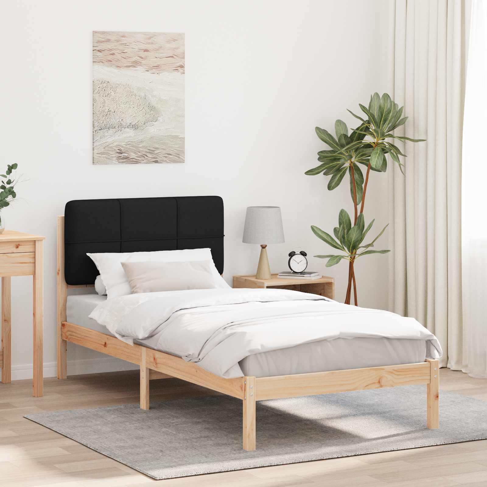 Krevetni okvir s tapiciranim uzglavljem Crna 100 x 200 cm