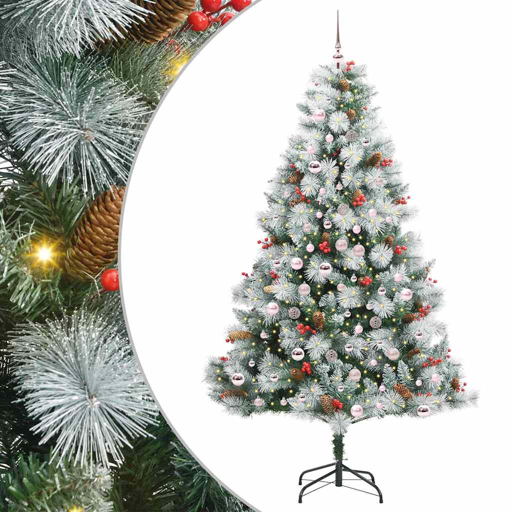 Umjetno božićno drvce S LED lampica Zelena i bijela 210 cm
