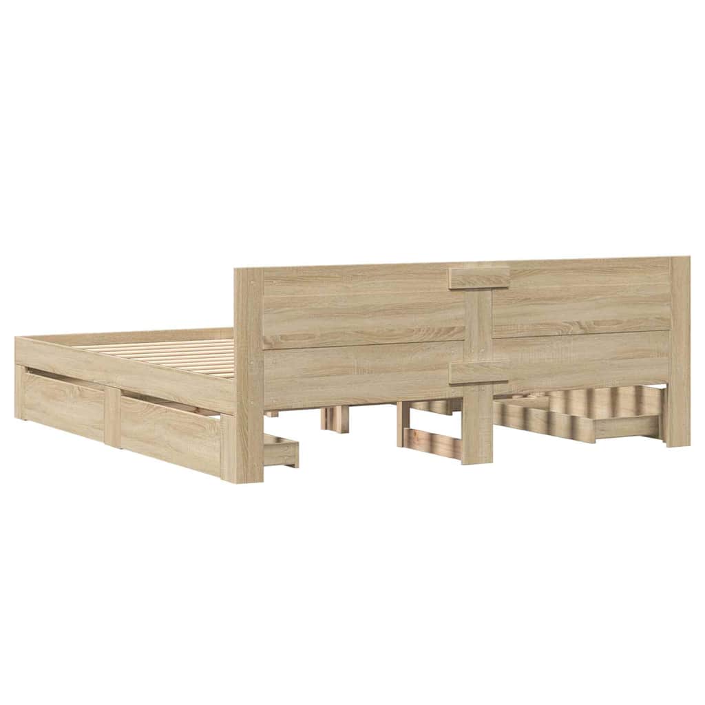 Krevetna konstrukcija s uzglavljem 2 pcs Sonoma 193 x 203 cm