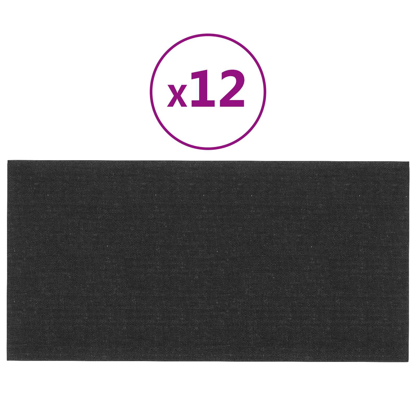 Zidna uzglavlja 12 pcs 60 x 30 cm Crna tkanina