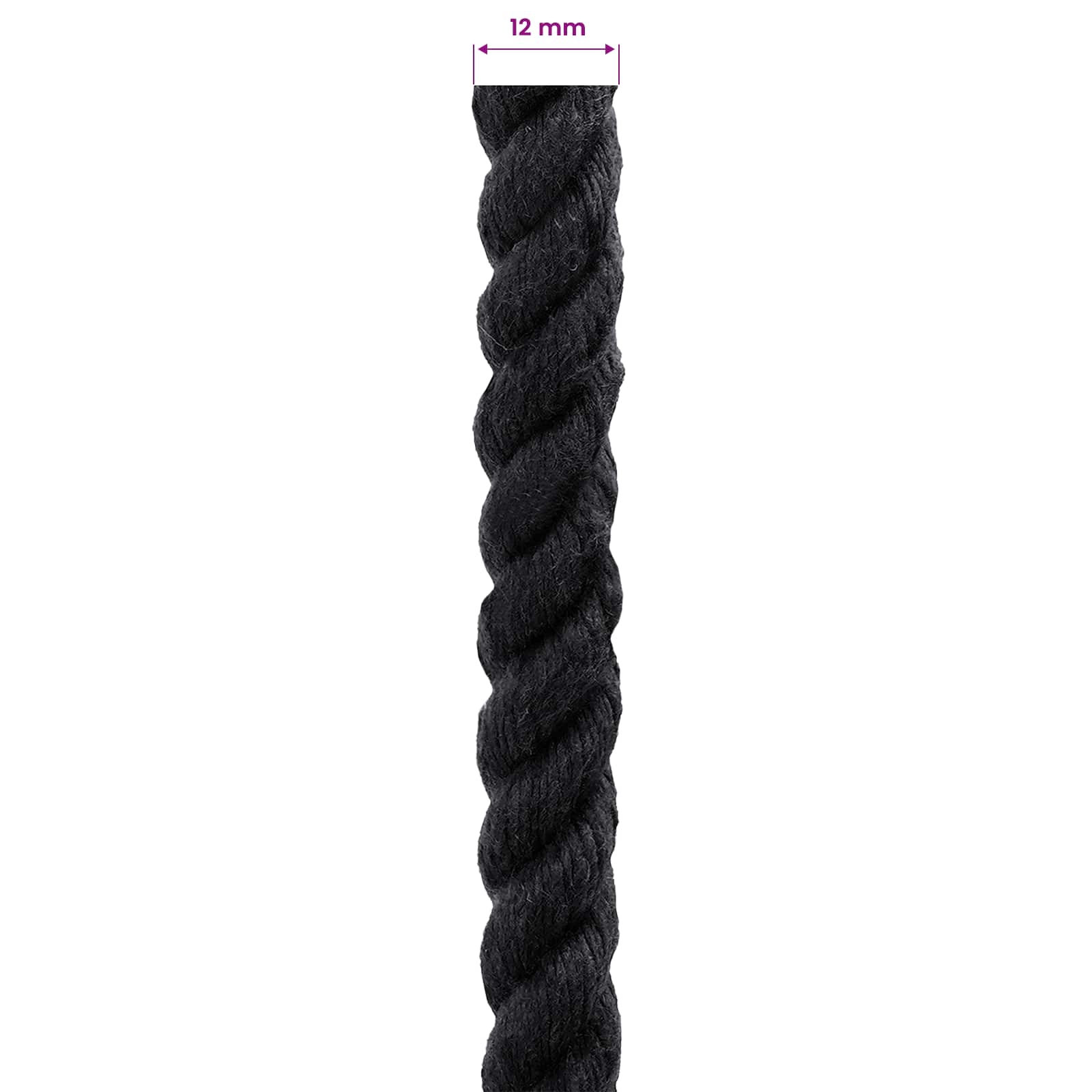 Konop Crna 1,2 x 1,2 x 10000 cm Pamuk