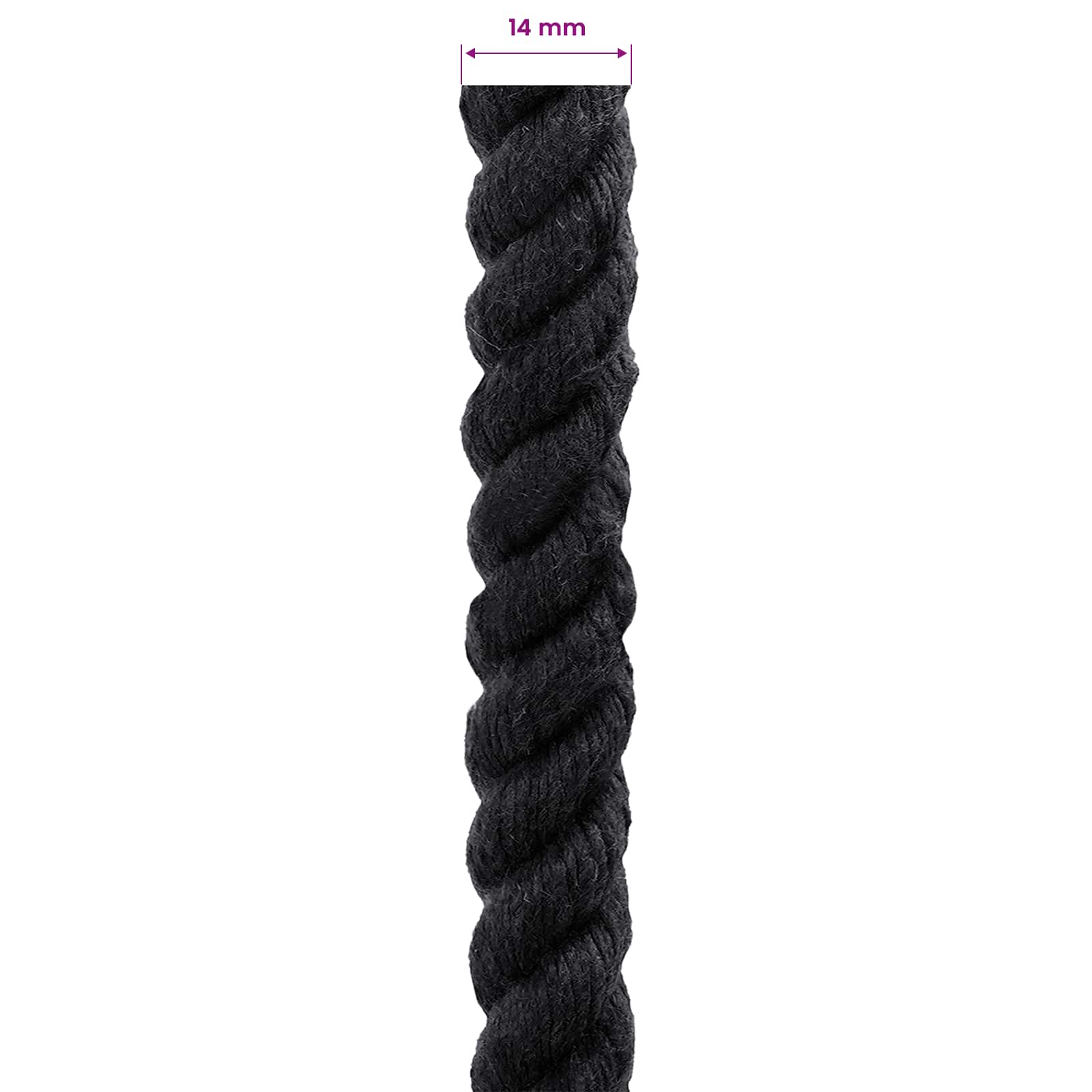 Konop Crna 1,4 x 1,4 x 2500 cm Pamuk