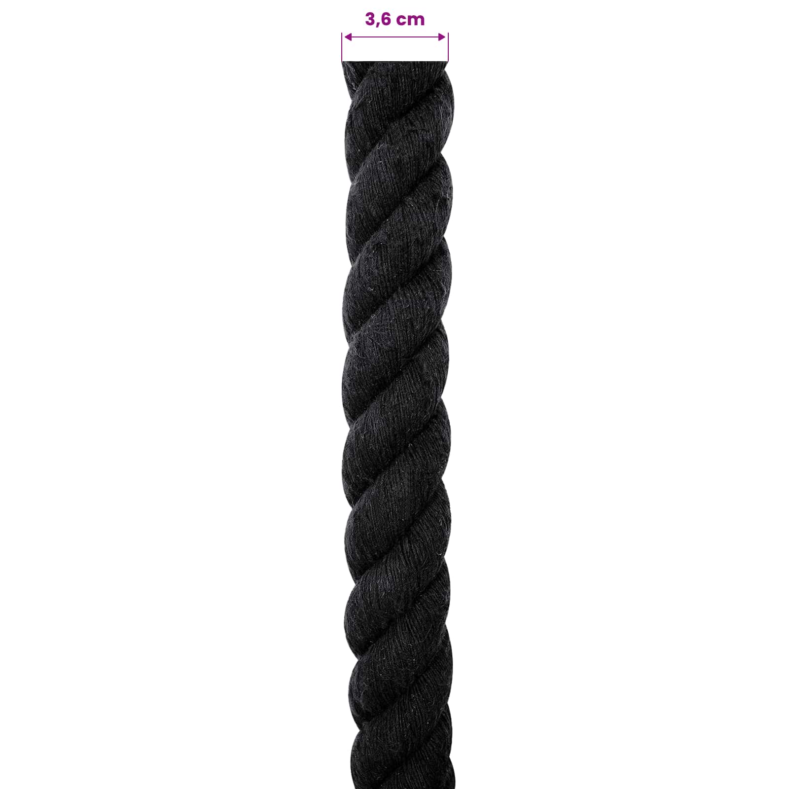 Konop Crna 3,6 x 3,6 x 1000 cm Pamuk