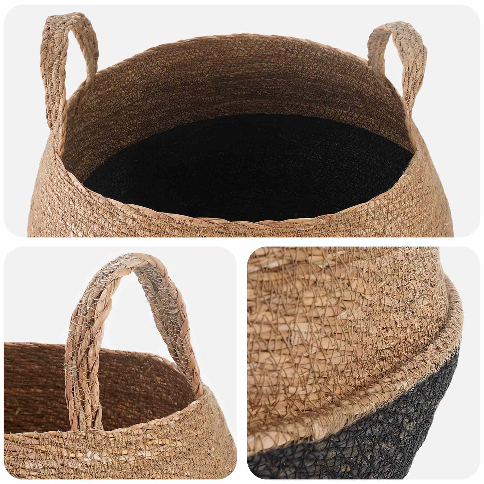 Saksija za biljke s ručkama 2 pcs Crna Ø 45 x 36 cm