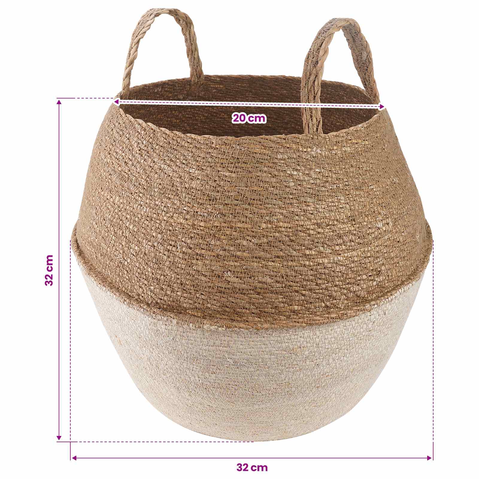 Saksija za biljke s ručkama 2 pcs Bijela Ø 32 x 32 cm