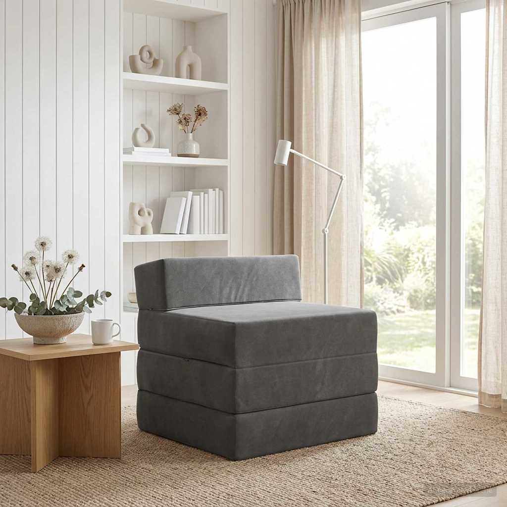 Sofa na razvlačenje Tamnosiva 200 x 70 x 15 cm Baršun