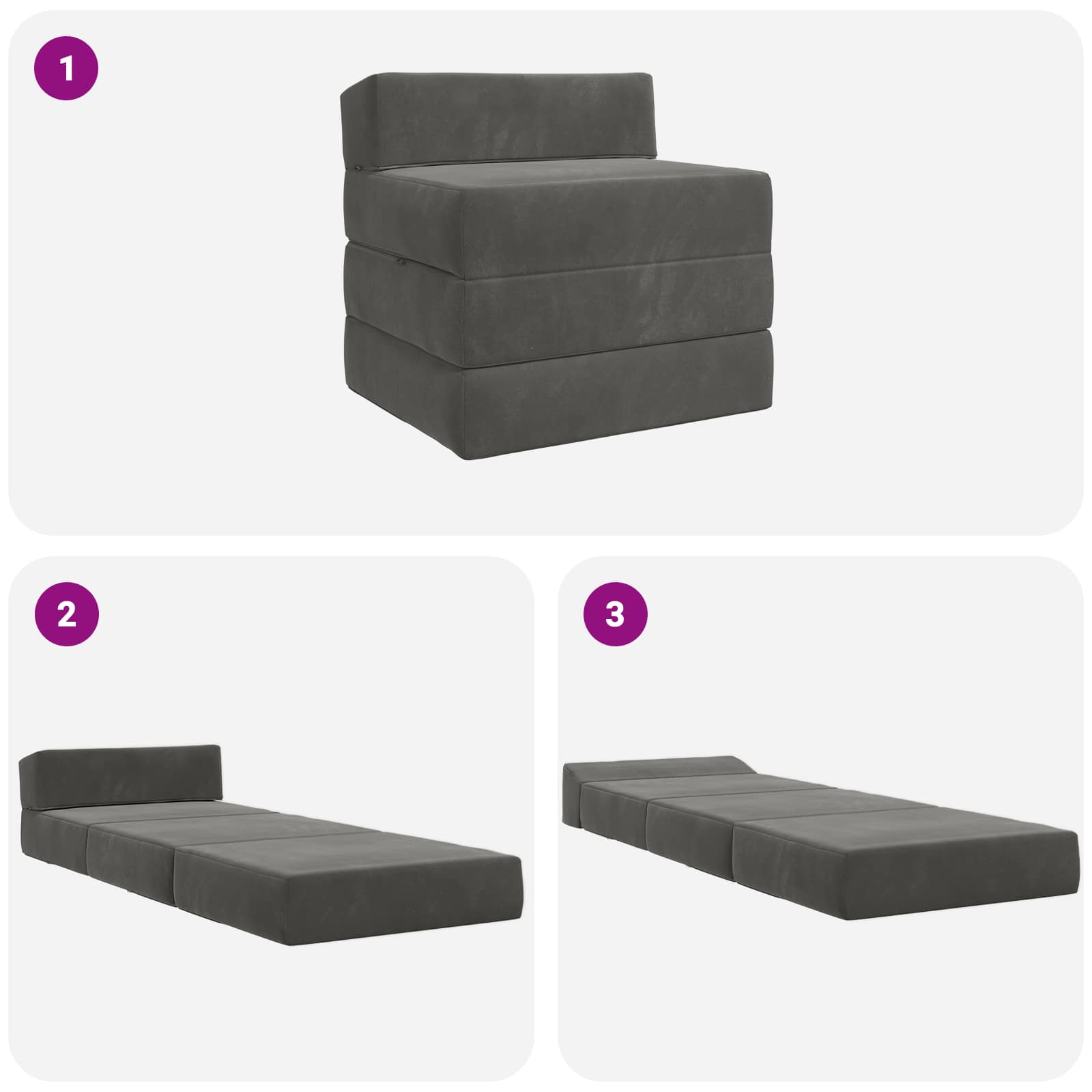 Sofa na razvlačenje Tamnosiva 200 x 70 x 15 cm Baršun