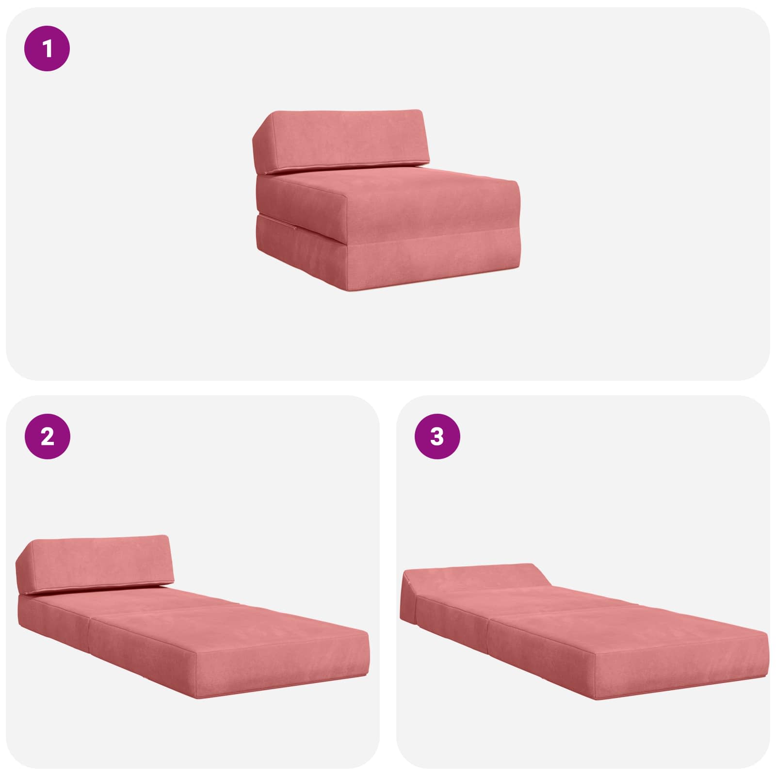 Sofa na razvlačenje Ružičasta 60 x 70 x 41 cm Tkanina