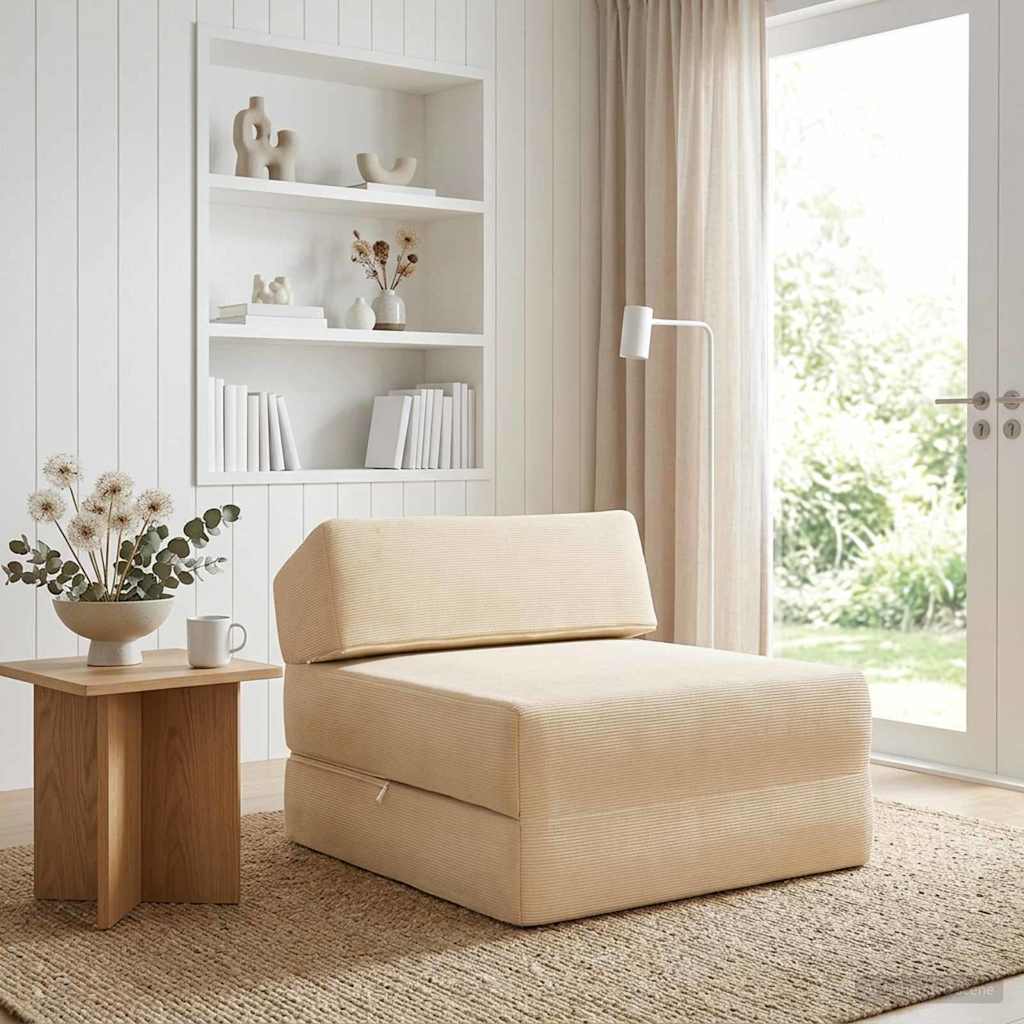 Sofa na razvlačenje Krem 60 x 70 x 41 cm Tkanina