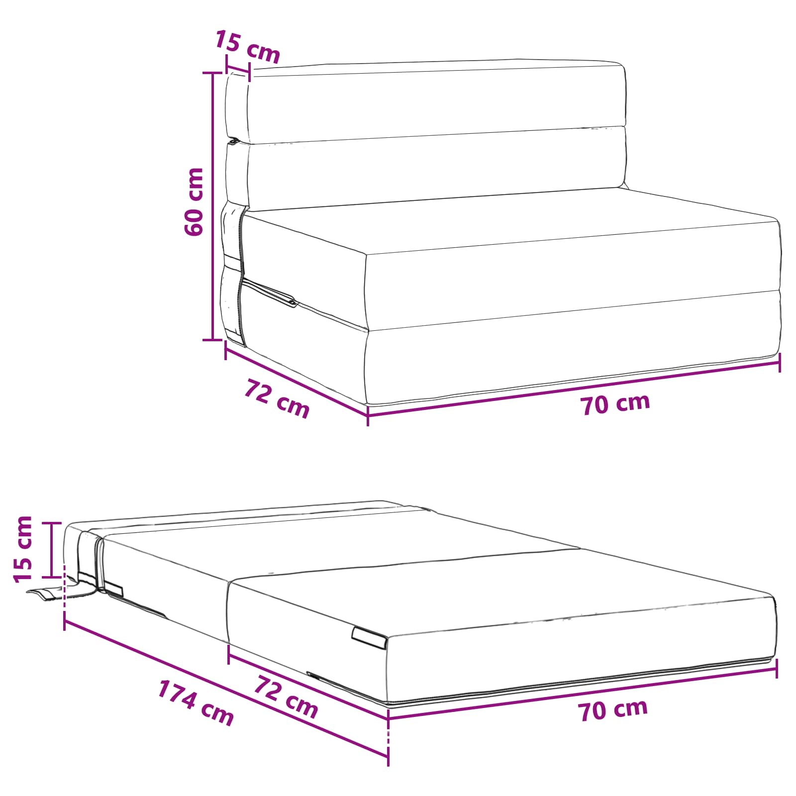 Sofa na razvlačenje Plava 70 x 72 x 60 cm Tkanina