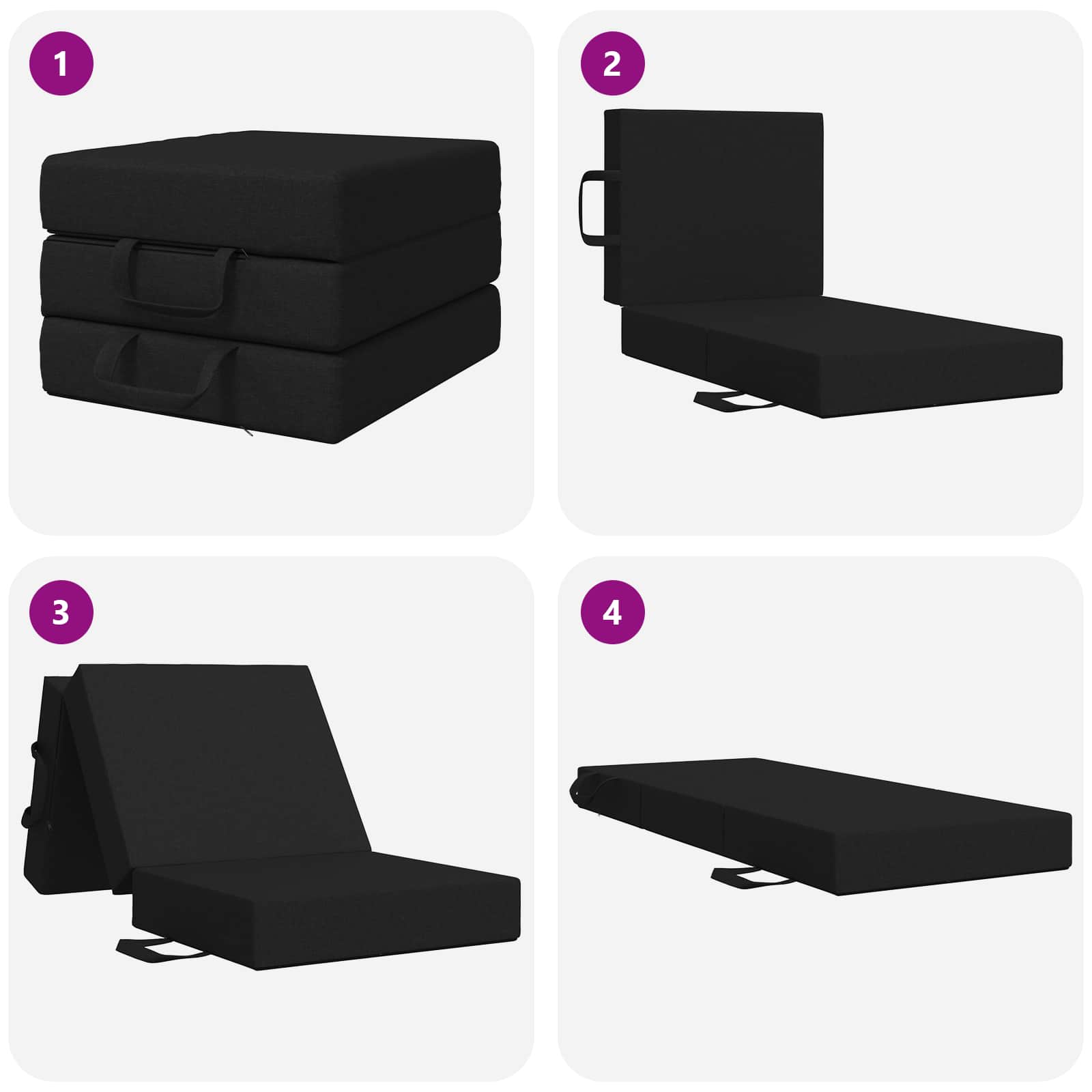 Sofa na razvlačenje 75 x 63 x 45 cm Crna