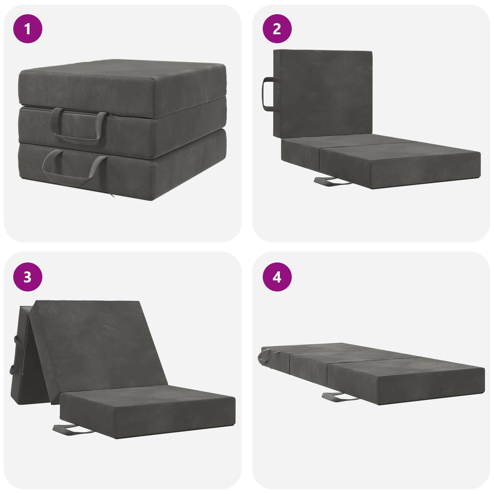 Sofa na razvlačenje 75 x 67 x 45 cm Tamnosiva