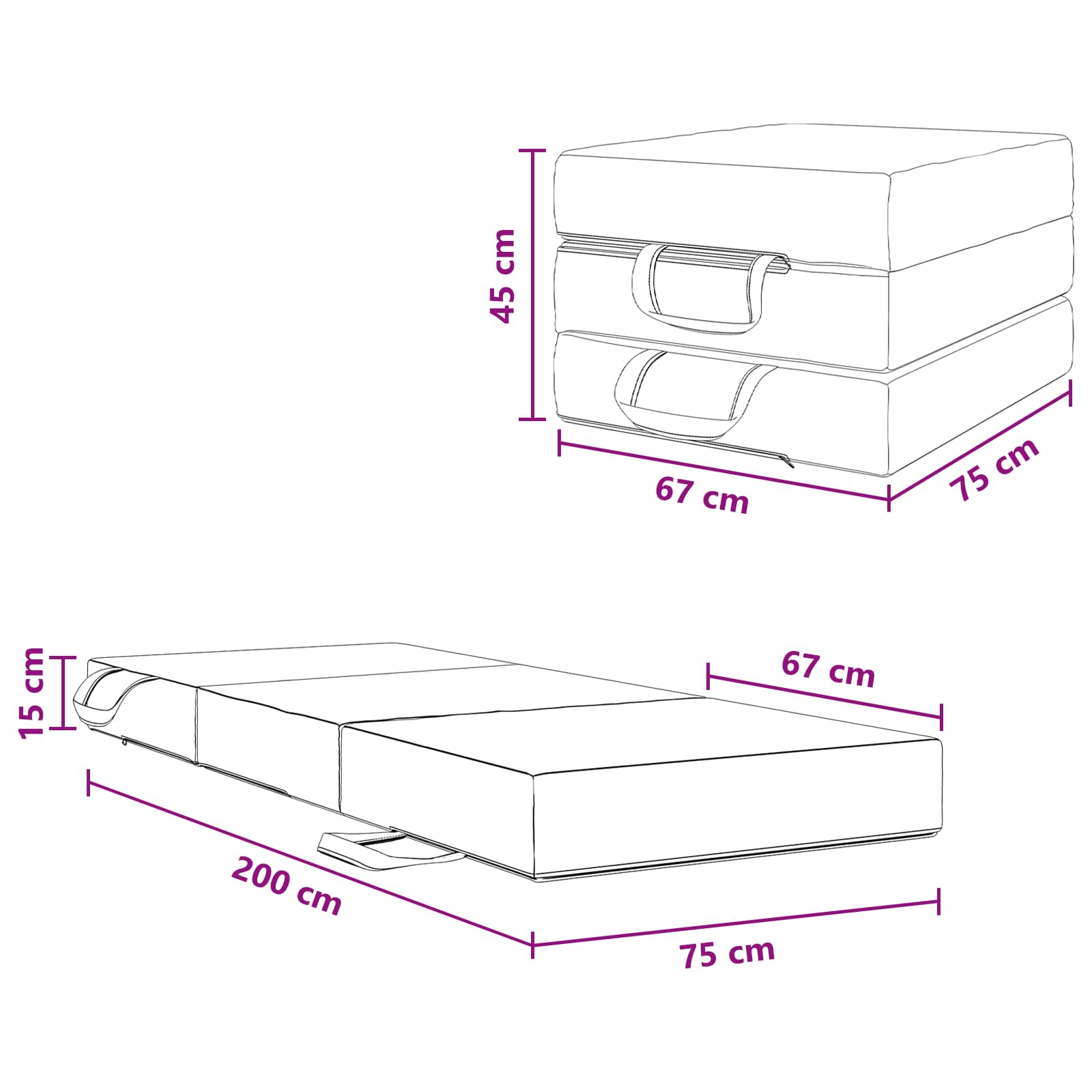Sofa na razvlačenje 75 x 67 x 45 cm Tamnozelena