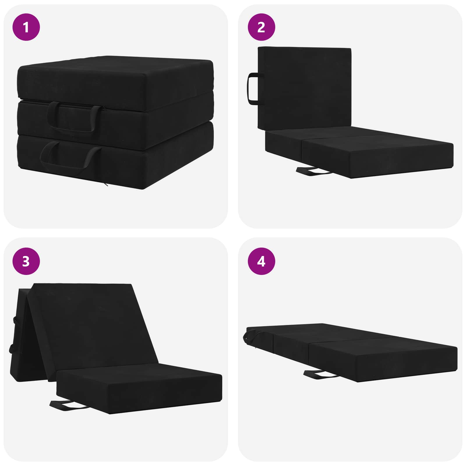 Sofa na razvlačenje 90 x 67 x 45 cm Crna