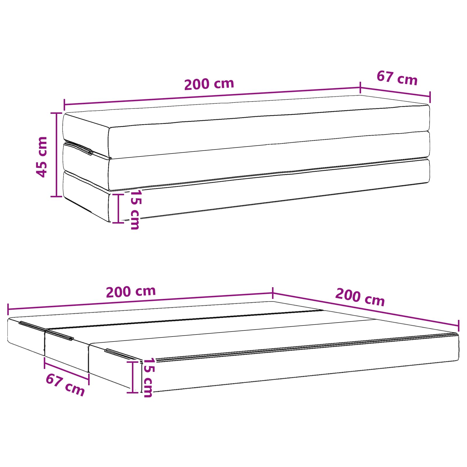 Sofa na razvlačenje 200 x 67 x 45 cm Plava