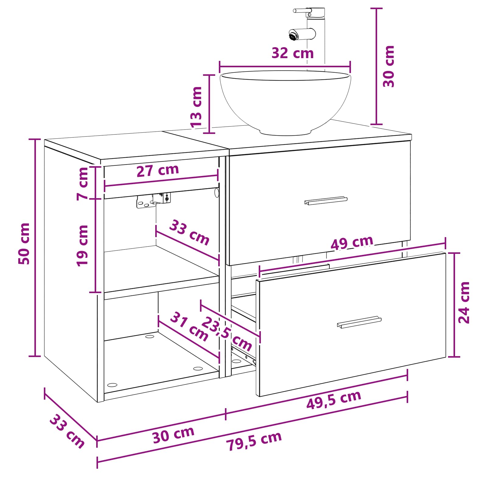 Set namještaja za kupaonicu 2 pcs Hrast sonoma