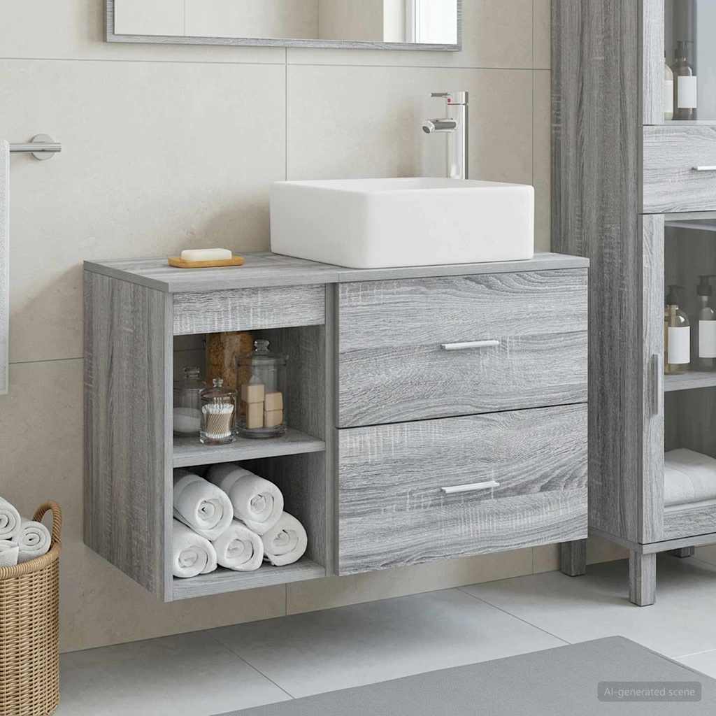 Set namještaja za kupaonicu 2 pcs Siva Sonoma Konstruirano drvo