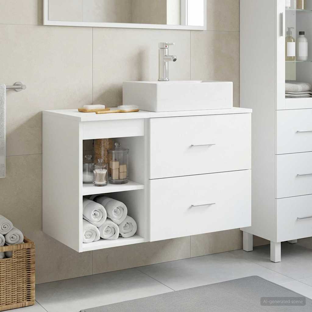Set namještaja za kupaonicu 2 pcs Bijela Konstruirano drvo