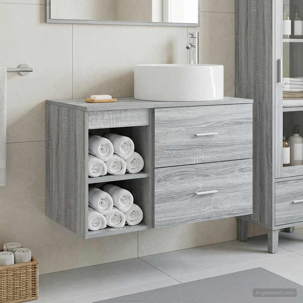 Set namještaja za kupaonicu 2 pcs Siva Sonoma Konstruirano drvo