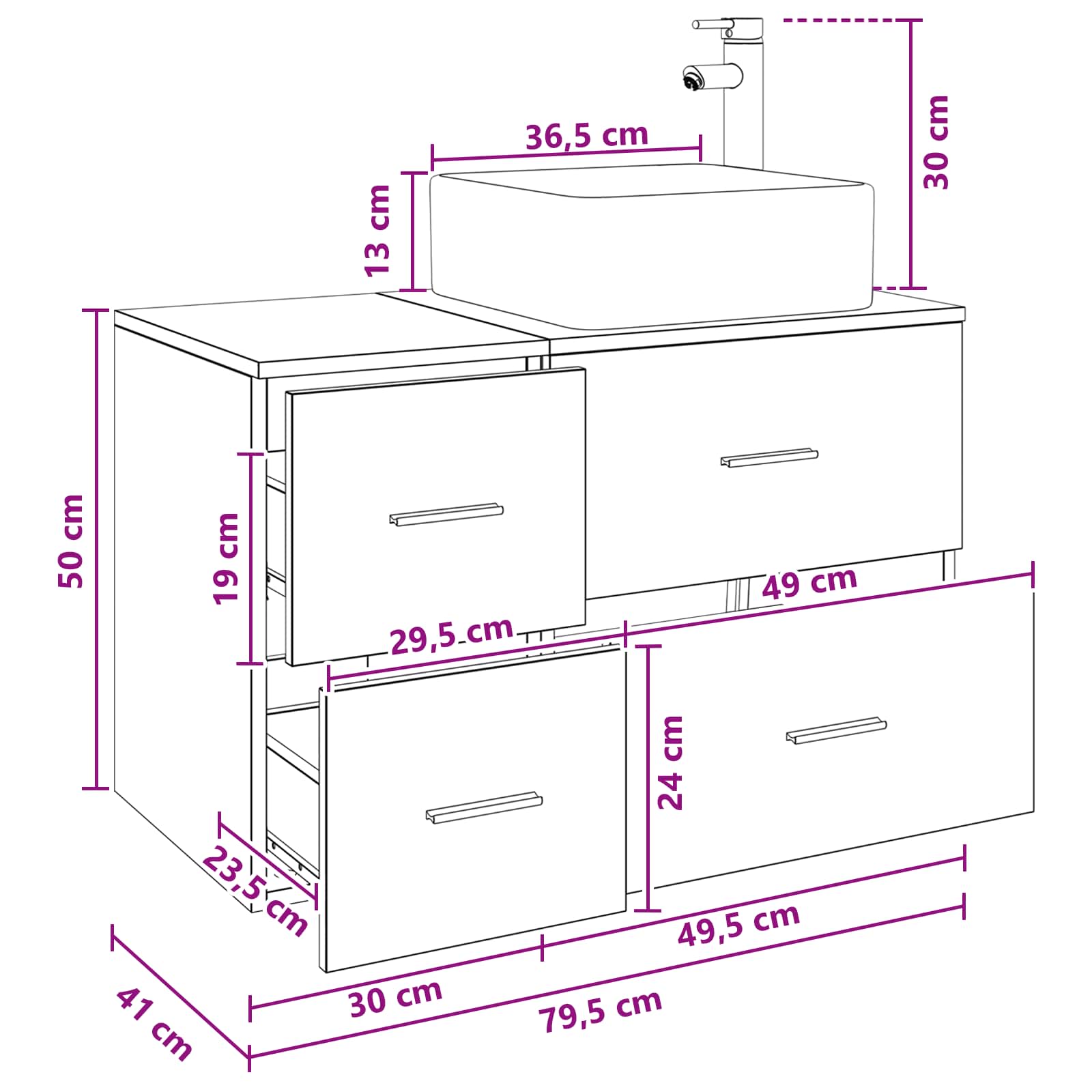 Set namještaja za kupaonicu 2 pcs Betonska siva