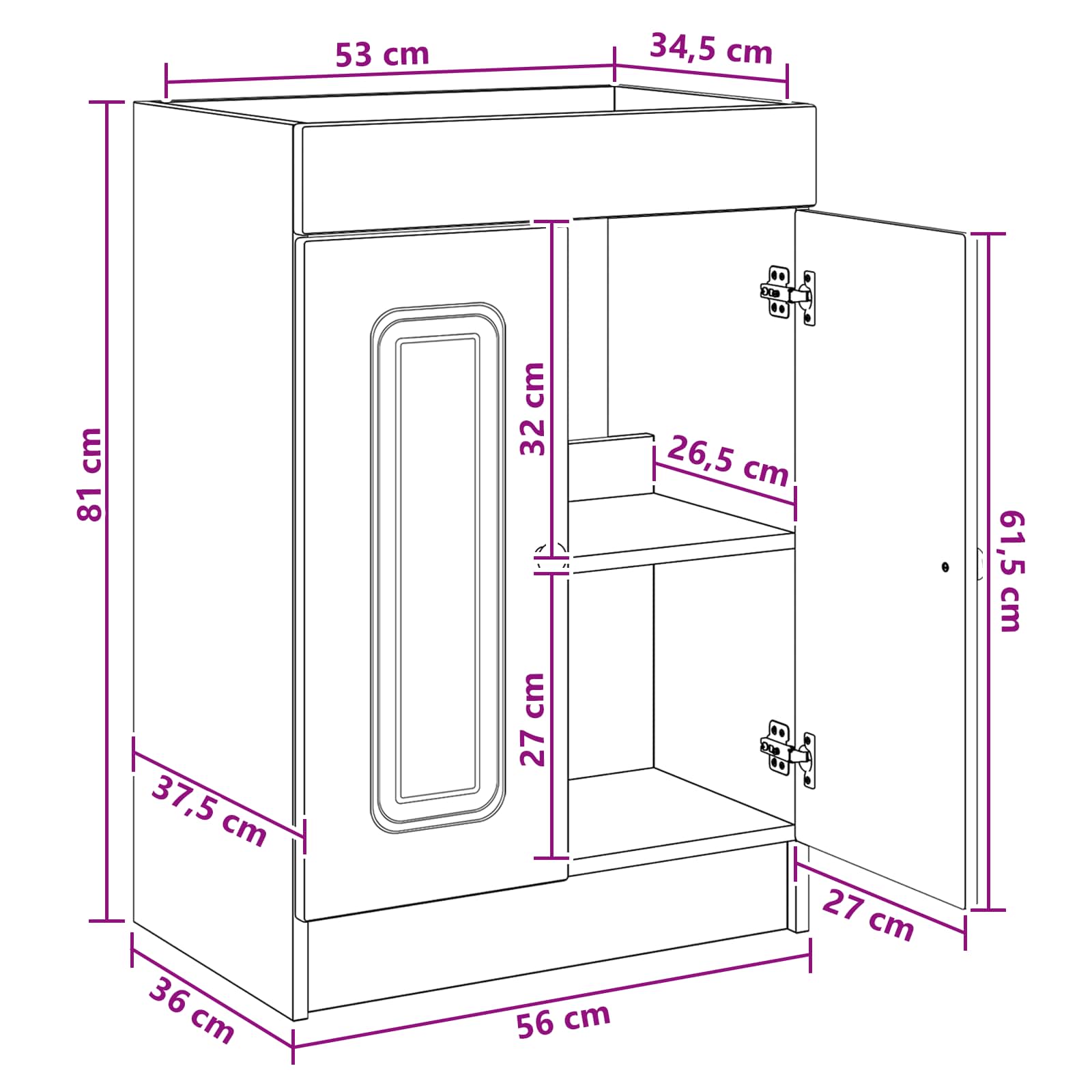 Set namještaja za kupaonicu Bijela 56 x 37,5 x 81 cm