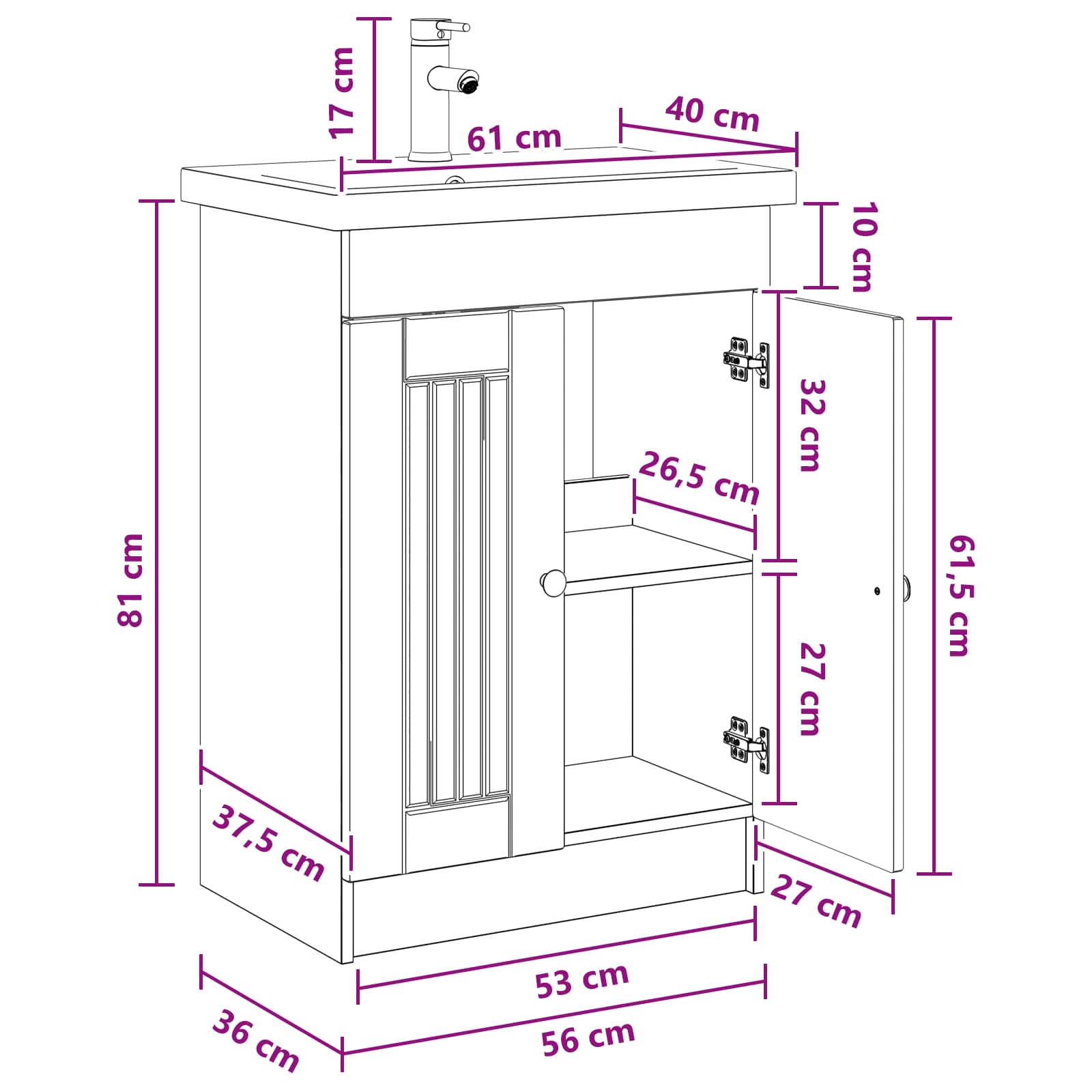 Set namještaja za kupaonicu Hrast sonoma 56 x 37,5 x 81 cm