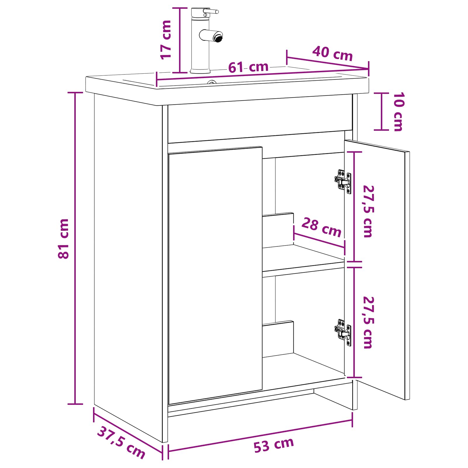 Set namještaja za kupaonicu Staro drvo 61 x 40 x 84,5 cm