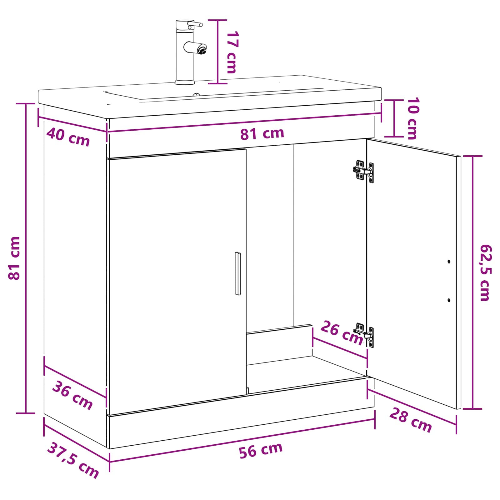 Set namještaja za kupaonicu Crni hrast 81 x 40 x 84,5 cm