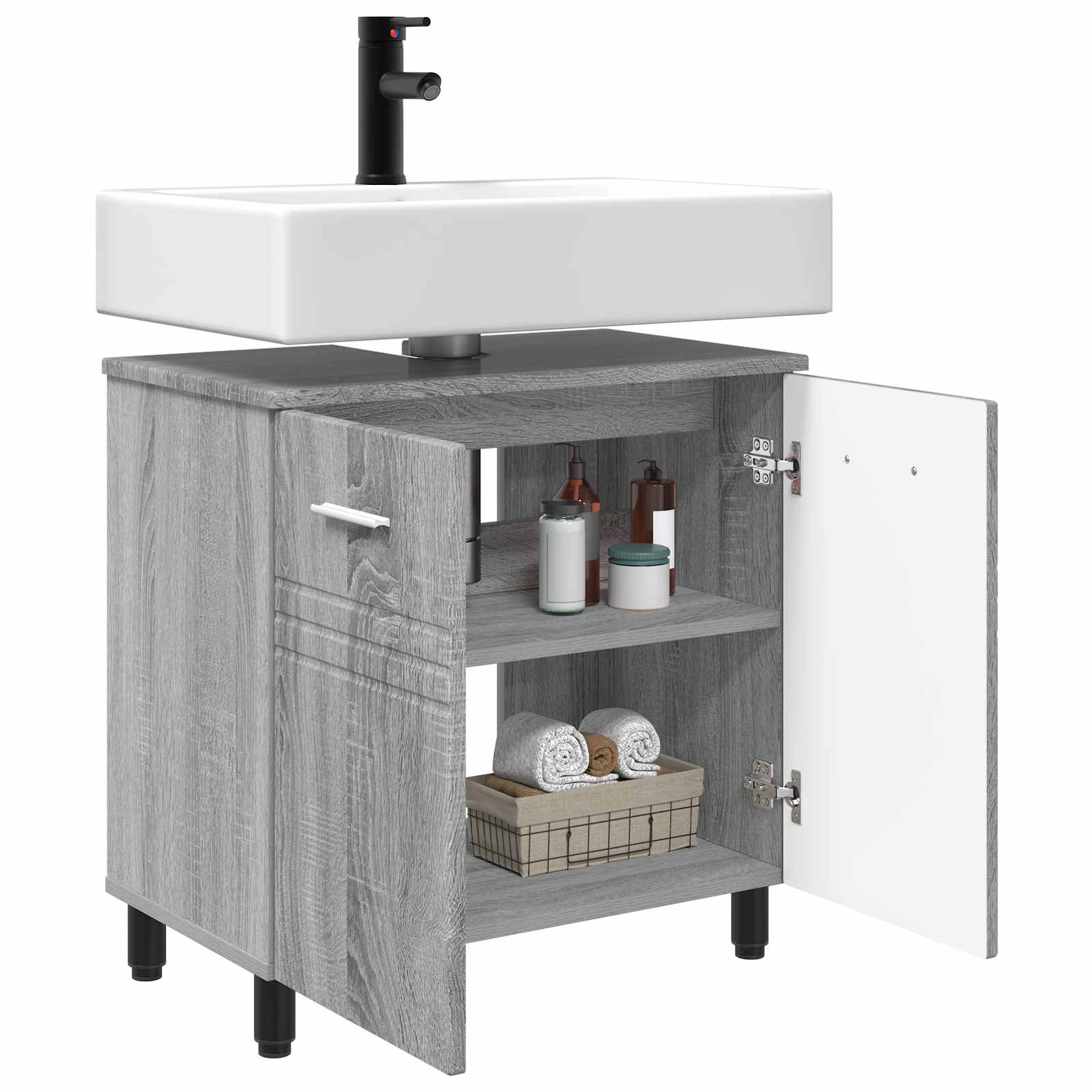 Toaletna jedinica Siva Sonoma 60 x 35 x 60 cm Konstruirano drvo